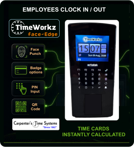 TimeWorks Face Recognition Time Clock with built-in Time Card Calculator - model TimeWorkz faceEdge