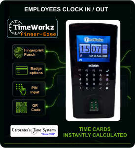 TimeWorks Fingerprint Time Clock embedded with Time Card Calculator - model TimeWorkz fingerprint-Edge