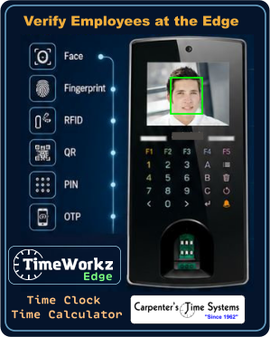 Biometric Time Clock with built-in Time Card Calculator